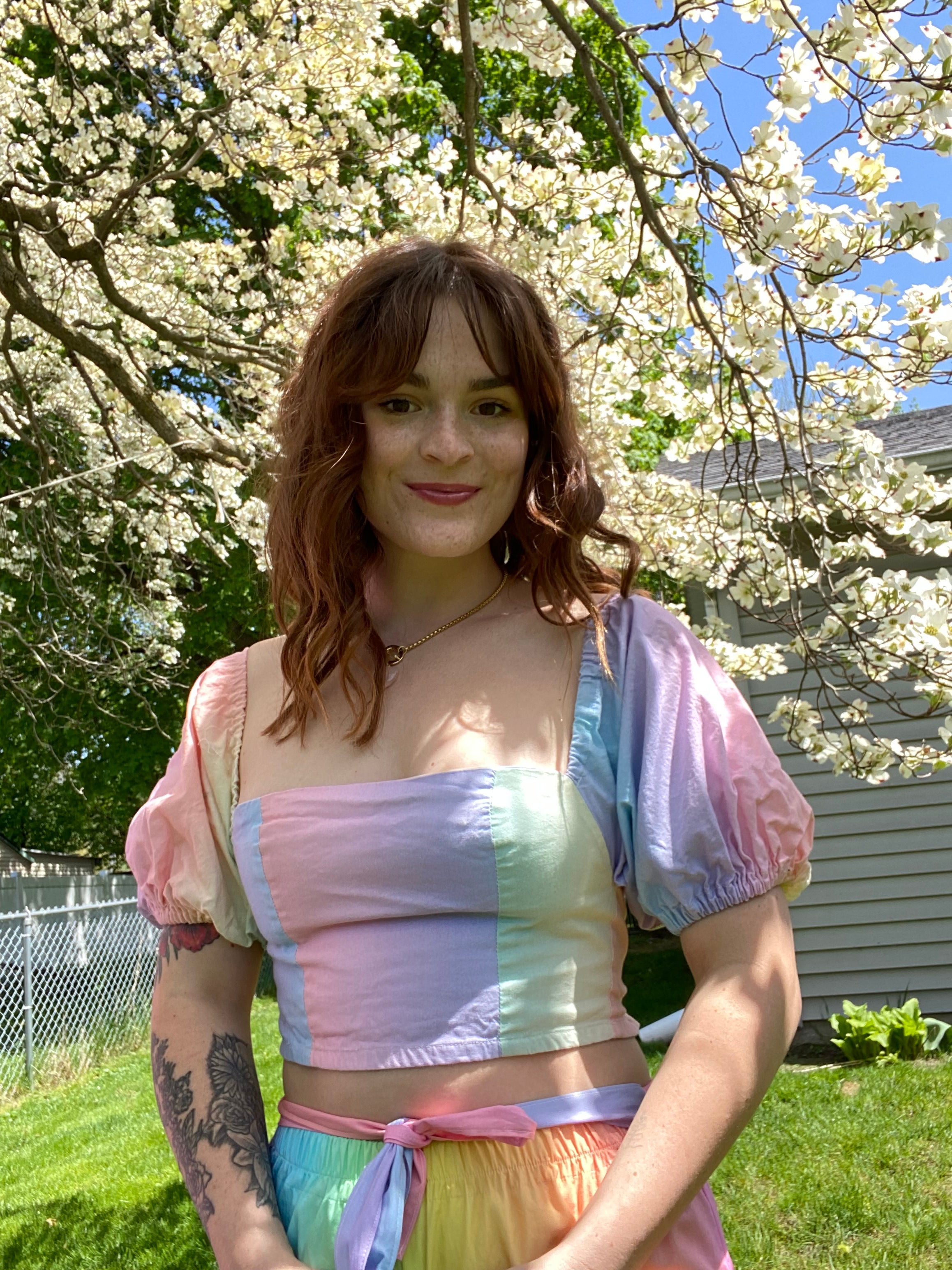 Sheer cheap rainbow top