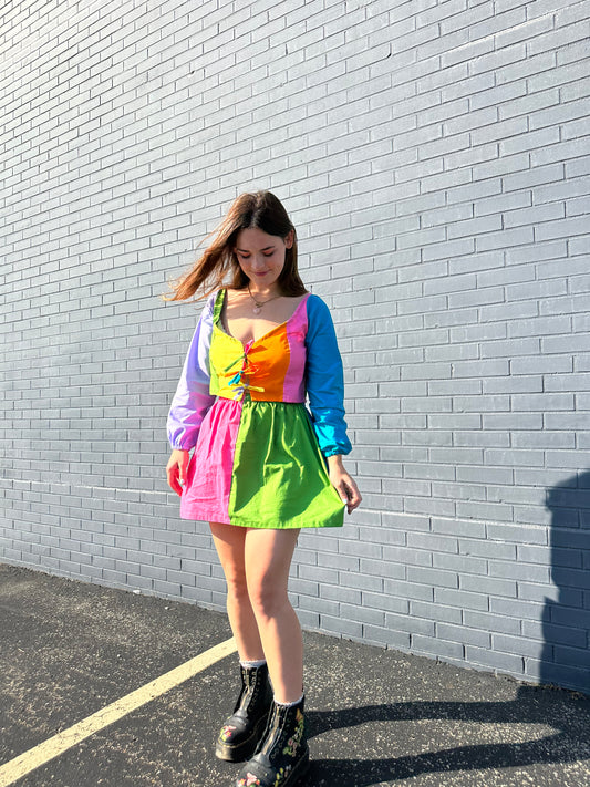Poppy Skirt | Rainbow Color-Block